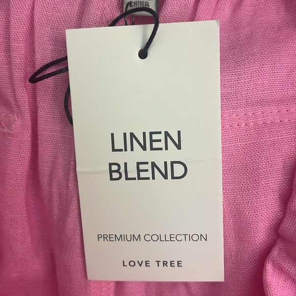 Love Tree Pink Linen blend Cargo Tie front Pants - Picture 5 of 10